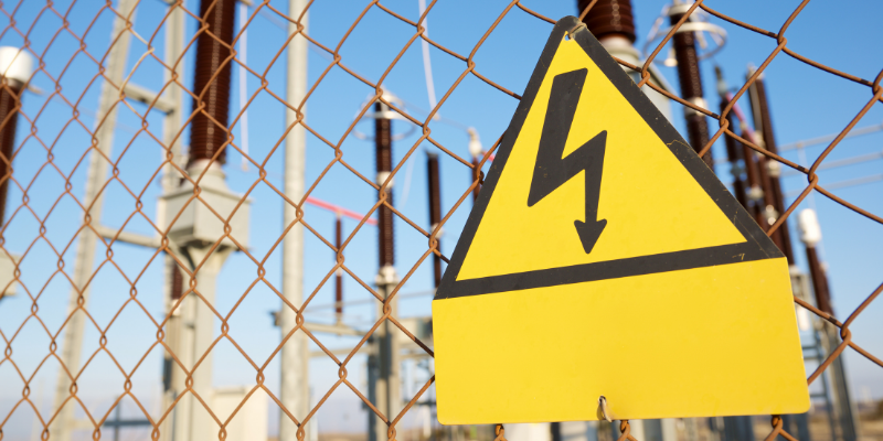 hazard warning sign on an electric fence