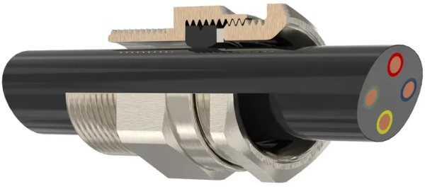 Hawke A2 Cable Gland internal cutaway showing cable sheath seal