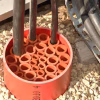 CSD Nofirno cable duct seal system showing rubber sleeves, sealant tube, and installed duct fittin